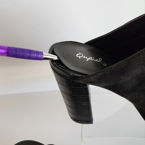 Qupid Women's Casual Black Suede Mules Heel Size 10 - Picture 6 of 9